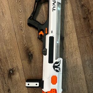 White and Orange Toy Blaster